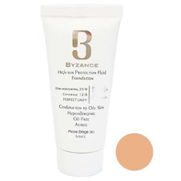 کرم ضدآفتاب بیزانس +50 SPF - فاقد چربی رز بژ شماره 30 کرم ضدآفتاب بیزانس +50 SPF - فاقد چربی رز بژ شماره 30