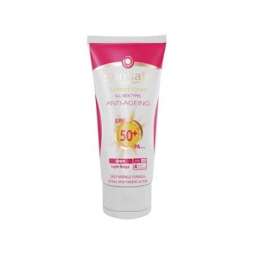کرم ضد آفتاب و ضد چروک +SPF 50 سان سیف - بژ روشن