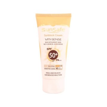 كرم ضد آفتاب +SPF 50 فاقد جاذب های شيميايی سان سیف - بژ طبیعی