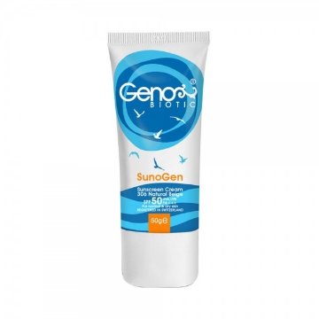کرم ضد آفتاب SPF50 پوست خشک و معمولی ژنوبایوتیک - بژ طبیعی