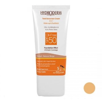 کرم ضدآفتاب SPF50 فاقد چربی هیدرودرم - بژ طبیعی	