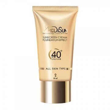 کرم ضد آفتاب SPF 40 با پوشش کرم پودر مدیسان مناسب انواع پوست - رنگ کارامل