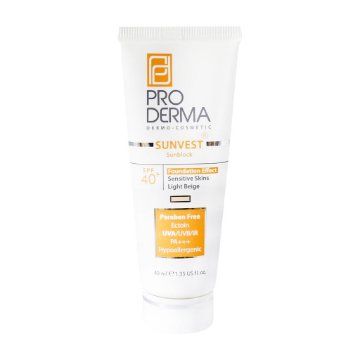 کرم ضد آفتاب رنگی SPF40 فاقد جاذب های شیمیایی پرودرما - بژ روشن
