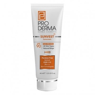 کرم ضد آفتاب رنگی SPF40 فاقد جاذب های شیمیایی پرودرما - بژ طبیعی