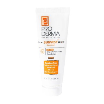 کرم ضد آفتاب SPF50 فاقد چربی پرودرما - بژ روشن