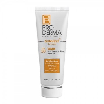 کرم ضد آفتاب SPF50 فاقد چربی پرودرما - بدون رنگ