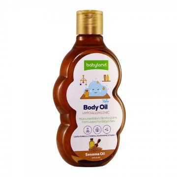 روغن ماساژ پوست کودک حاوی روغن کنجد و ویتامین E بی بی لند