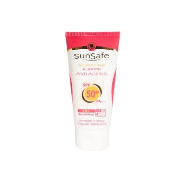 کرم ضد آفتاب و ضد چروک +SPF 50 سان سیف - بژ طبیعی