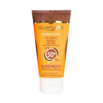 كرم ضد آفتاب +SPF 50 فاقد چربی سان سیف - بژ طبیعی