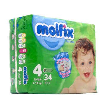 پوشک بچه مولفیکس سایز 4 بسته 34عددی