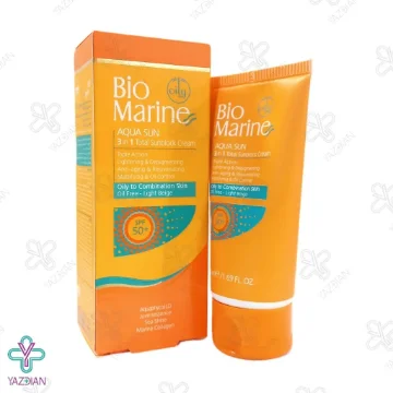 کرم ضد آفتاب SPF50 روشن کننده و ضد چروک بایومارین پوست چرب و مختلط - بژ روشن