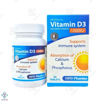 قرص ویتامین د3 1000 میلی گرم او پی دی فارما - 30 عددی	