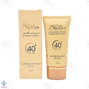کرم ضد آفتاب SPF 40 مدیسان با پوشش کرم پودر مناسب پوست چرب و حساس - بژ روشن