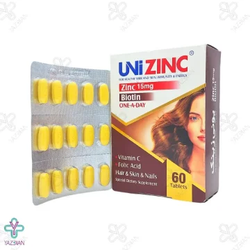 قرص یونی زینک تقویت پوست. مو و ناخن ابیان دارو - 60 عددی