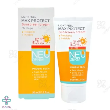 کرم ضد آفتاب SPF50 فاقد چربی مکس پروتکت نئودرم - بی رنگ