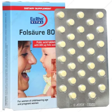 قرص فولیک اسید 800 میکروگرم یوروویتال - 60 عددی 